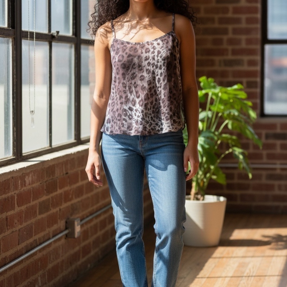 Calvin Klein Sheer Leopard Print Cami Top